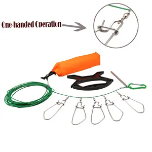 Funzionamento con una sola mano Attrezzatura Da Pesca Accessori pesca stringer cavo di blocco di clip di pesce vivo con in acciaio inox 304 a scatto