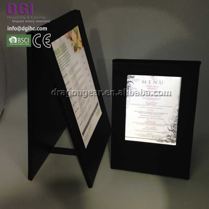Custom Factory Leather Illuminated Table Tent Led Light up Digital Menu ...