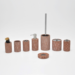 4 pièces de forme carrée en marbre brun moderne et écologique Accessoires de salle de bain - Product Image 6