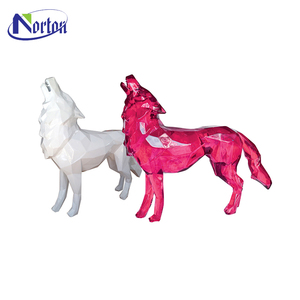 Commercio all'ingrosso a buon mercato prezzo personalizzato di fabbrica forniture di buona tecnologia bella a grandezza naturale in fibra di vetro rosso animale lupo statua scultura - Product Image 3