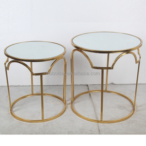 Fabbrica direttamente di alta qualità <span class=keywords><strong>set</strong></span> di 2 <span class=keywords><strong>oro</strong></span> rotondo tavolino da caffè per promozionale di vendita - Product Image 2