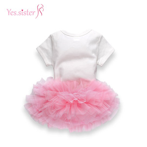 Vendita calda di Modo di Colore Rosa Sveglio Del Bambino Delle Ragazze 1 Anno Manica Corta Set Compleanno Del Partito Tutu Vestiti Del Bambino - Product Image 2