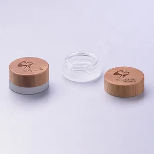 Bamboo Glass Jar With SY-BGCJ-5 5G Lip Balm Jar With Bamboo Lid Frosted Glass Jar