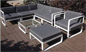 YOHO-Ensemble de <span class=keywords><strong>cube</strong></span> de jardin en rotin de luxe tout temps, 8 pièces, meubles d'angle, ligne patio, osier gris - Product Image 3