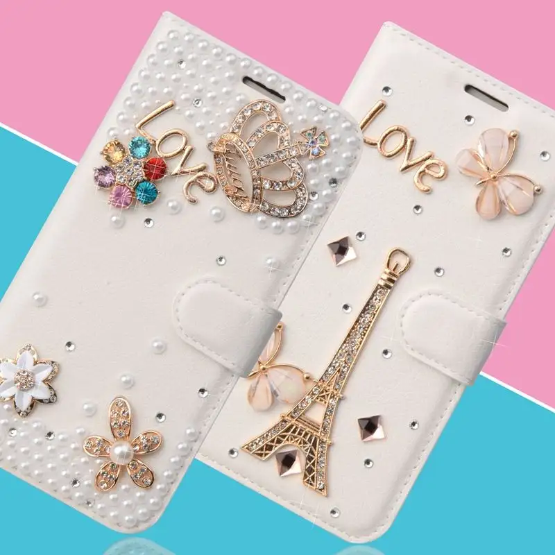 Case Diamond Wallet Bag Glitter Stand Cover Card Slots Holder Phone Coque cover