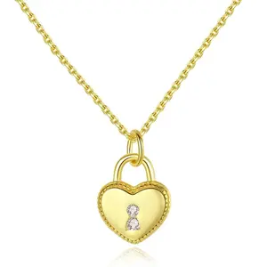 CZCITY Cute Girl Cz Gold 2024 Girl Unique Link Chain Sterling Silver 925 Heart Pendant Necklace