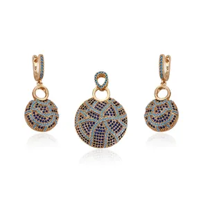 Anting-Anting Lapis Emas 18K, Set Perhiasan Anting-Anting Tetesan Tembaga Gaya India 64146