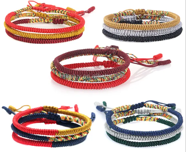 Bracelets tressés à la main en macramé pour hommes et femmes, chaîne porte-bonheur, ajustable, cadeaux d'amitié, nouée