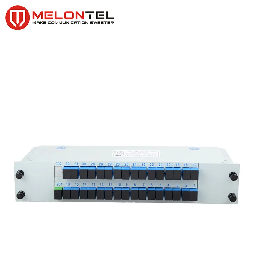 MT-1081-32A 1*32 PLC Splitter Jenis Kartu Splitter Fiber Optik dengan SC Adaptor