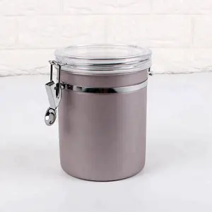 Seal transparency Lid Stainless Steel rose gold tea sugar Food canister