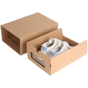 Wholesale Custom Design Logo Print Packaging Recycle Cardboard Shoes Box With Window Luxury Shipping Boxes