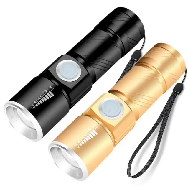 Cheap High Power Zoomable Flash Light Torch Led Flashlight Camping Rechargeable Battery 55 ABS Plastic Emergency 70 Customized
