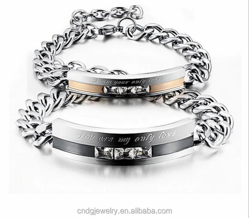 New Ebay Selling Europe And The United States Auger Bracelet Women Crystal Bracelet Stainless Steel Bracelet Lovers Set