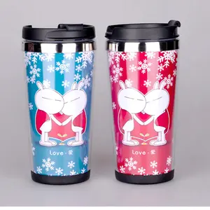 16Oz Mug Perjalanan Baja Tahan Karat Kelas Makanan, Mug Kemah Dinding Ganda dengan Sisipan Kertas Iklan, Mug Kertas Diy Gratis Bpa