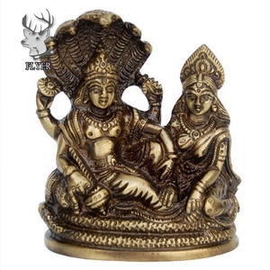 Trang Trí Tay Làm Bằng Đồng Thau Laxmi Vishnu/Laxmi Narayan Điêu Khắc Thần Tượng Hindu Chúa Thần Tượng