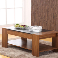 Table basse moderne en bois MFC, table d'appoint en noyer et noir