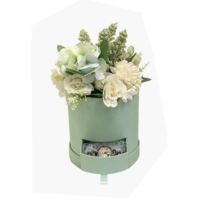 Rigid Small Cardboard Round Box Paper Hat Flower Boxes with Lid and Drawer