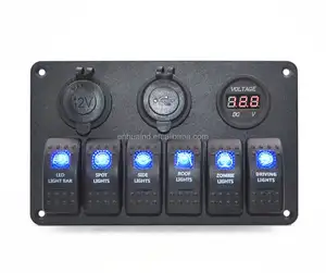 Panel Saklar Rocker Trailer/Kapal/RV/Laut dengan USB /Voltmeter/Soket Daya