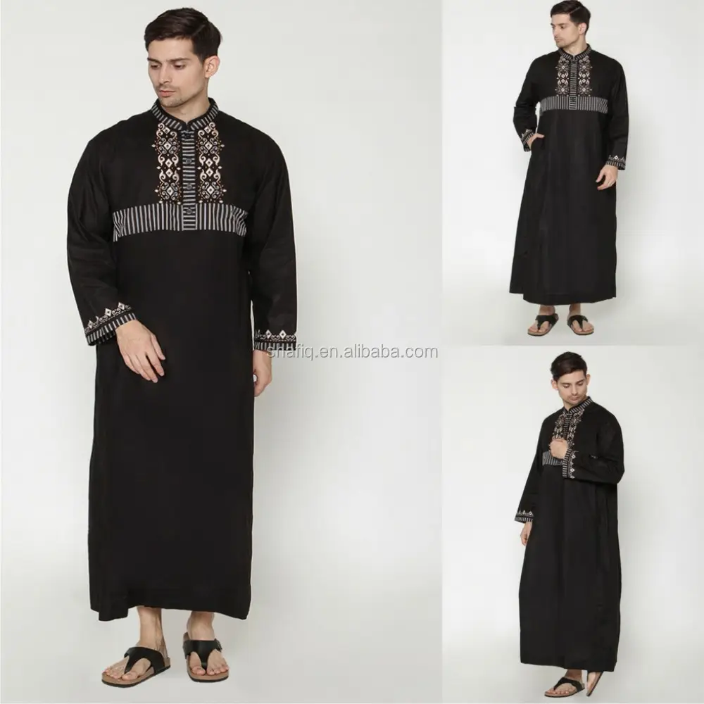 Bestickter <span class=keywords><strong>Seide</strong></span> Route Islamische Kleidung Abaya arabischen thoube muslimischen jungen kleidung arabischen kleid für mann
