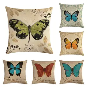 2024 Vintage Colorful Butterflies Playing on Flowers Cushion Outdoor Shell Pillow Case for Car Sofa Bed Couch