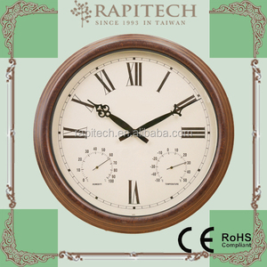 15 Inch Black Metal <b>Wall</b> Clock with <b>Thermometer</b> and Hygrometer Garden Outdoor Use Clocks - Product Image 4