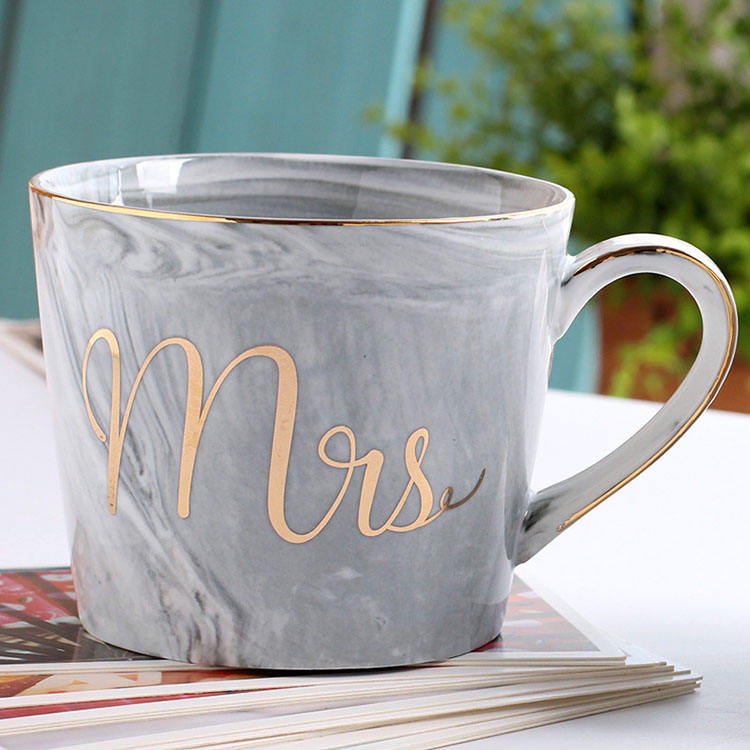 Zogift 14 oz Pour la Mariée et <span class=keywords><strong>le</strong></span> Marié Cadeau De Mariage Café Tasse Mr Mme Couples Camping En Céramique Café Tasse Ensemble - Product Image 2