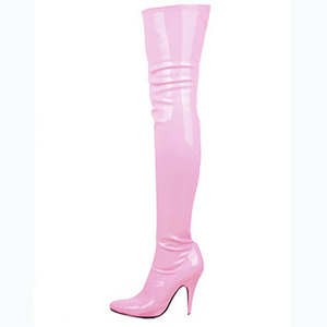 2017 Yeni Tasarım Alibaba Pembe Kadınlar İtalyan Seksi Stiletto Topuklu Diz Özel Made Uyluk Çizmeler Üzerinde 12 cm - Product Image 1