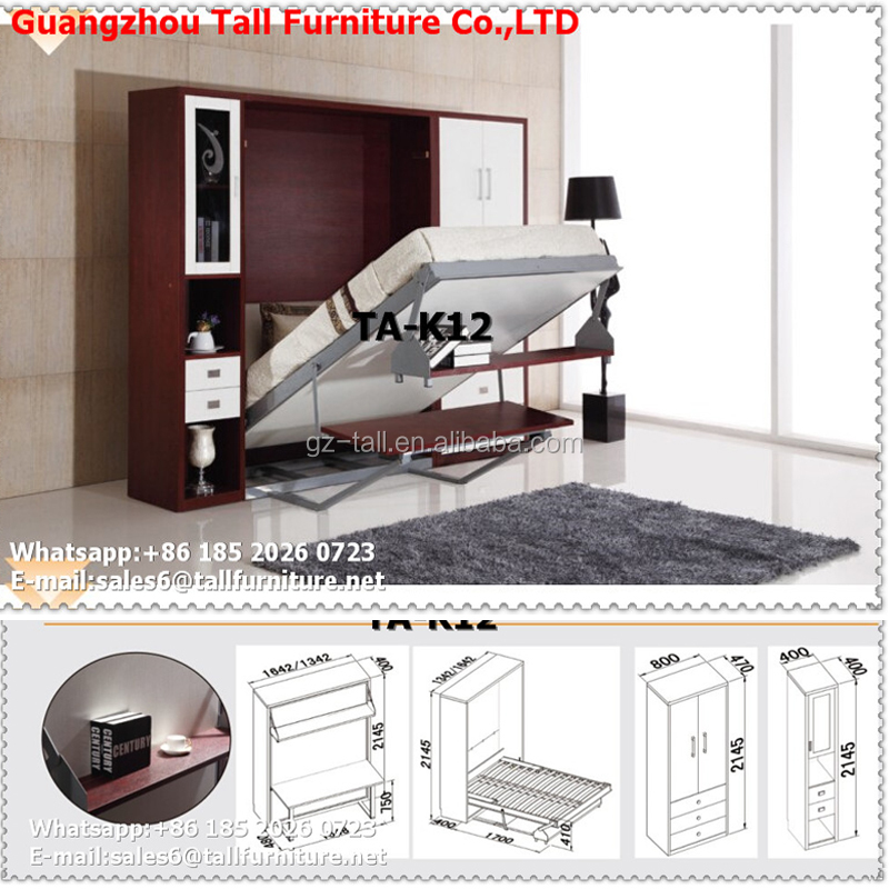 Haute qualité pliage mur lit, caché mur lit murphy lit avec bureau, gain de place meubles