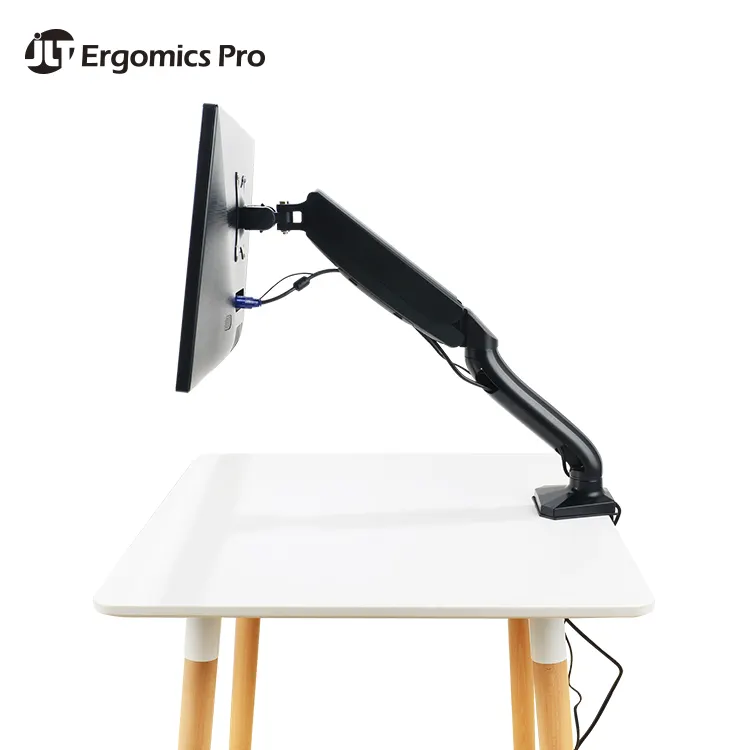 Single Arm Adjustable LCD Monitor Stand for 10"--27" Screens with USB port