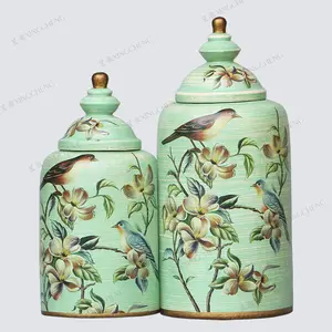 Jingdezhen Keramik Blumenvase mit Vogel malerei Porzellan Ingwer glas für Hotel und Heim dekoration Geschäfts geschenk Großhandel