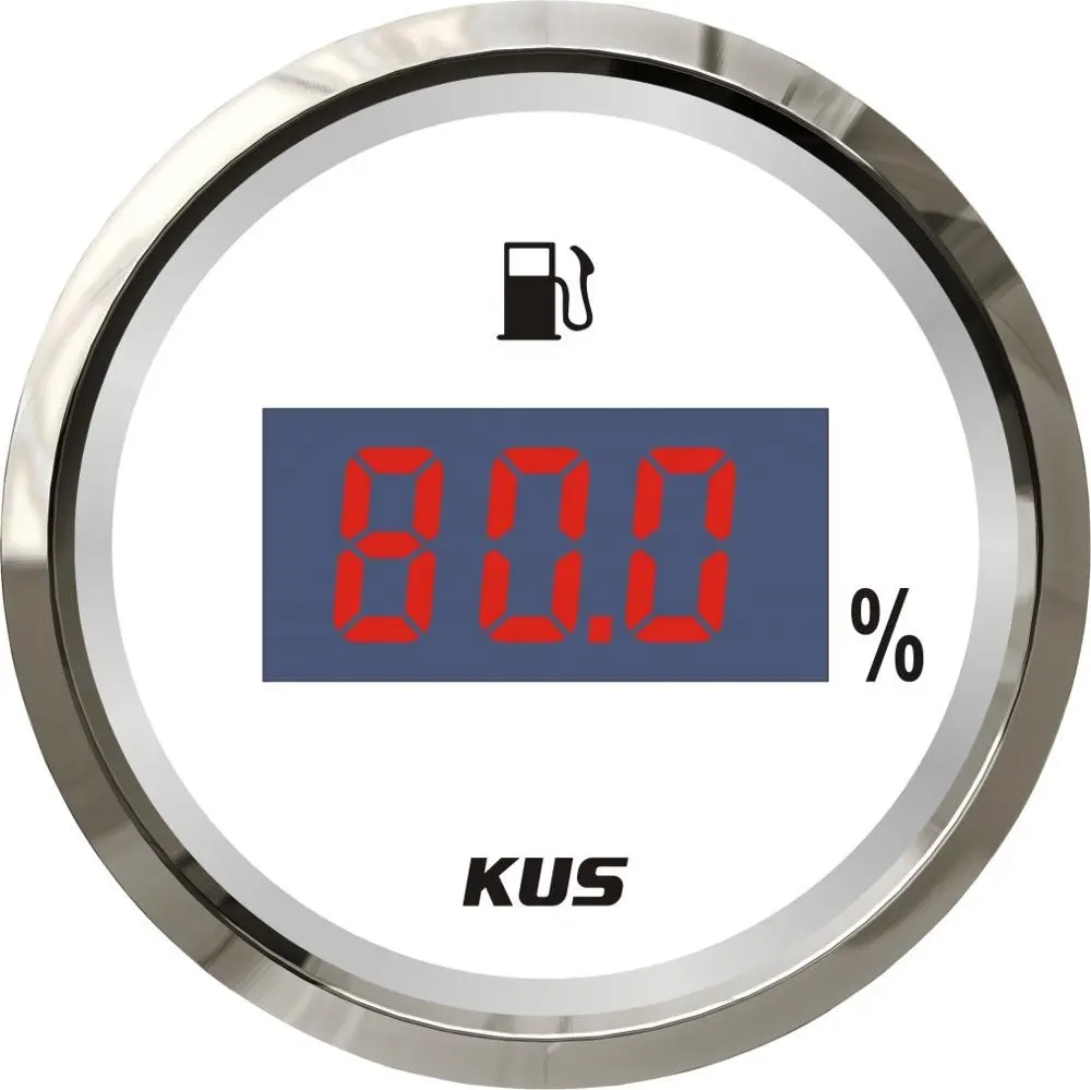 KUS 52mm Digital Fuel Oil Tank Level Gauge 240-33ohm 12V 24V With Red And Yellow Backlight