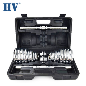 Best price chrome iron full 30 kg dumbbell adjustable set for sale - Product Image 1
