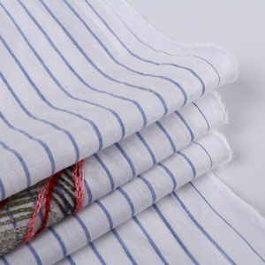 <span class=keywords><strong>Tissu</strong></span> en coton <span class=keywords><strong>blanc</strong></span> <span class=keywords><strong>et</strong></span> <span class=keywords><strong>bleu</strong></span>, teint en fil, à rayures, avec broderie florale faite à la main, pour robe - Product Image 4