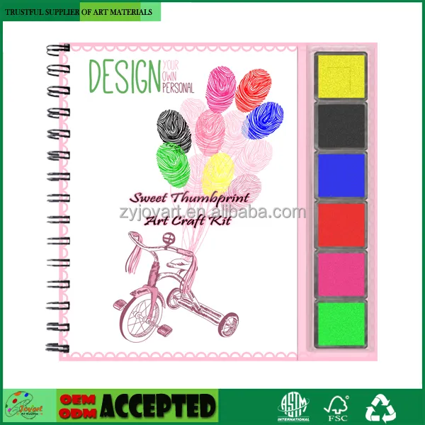 12 Страниц Сладкий Отпечаток art craft kit W/подушечка 6 Цветов Ассорти для Детей