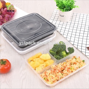 Disposable Black <strong>Plastic</strong> pp Takeaway <strong>square</strong> 3-compartment Bento Lunch Box Food <strong>Containers</strong> - Product Image 2
