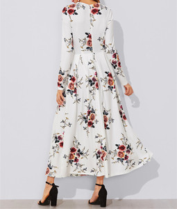 Robes en mousseline de soie blanches décontractées à la mode <span class=keywords><strong>pour</strong></span> femmes, coupe évasée, manches longues, <span class=keywords><strong>2022</strong></span> - Product Image 3