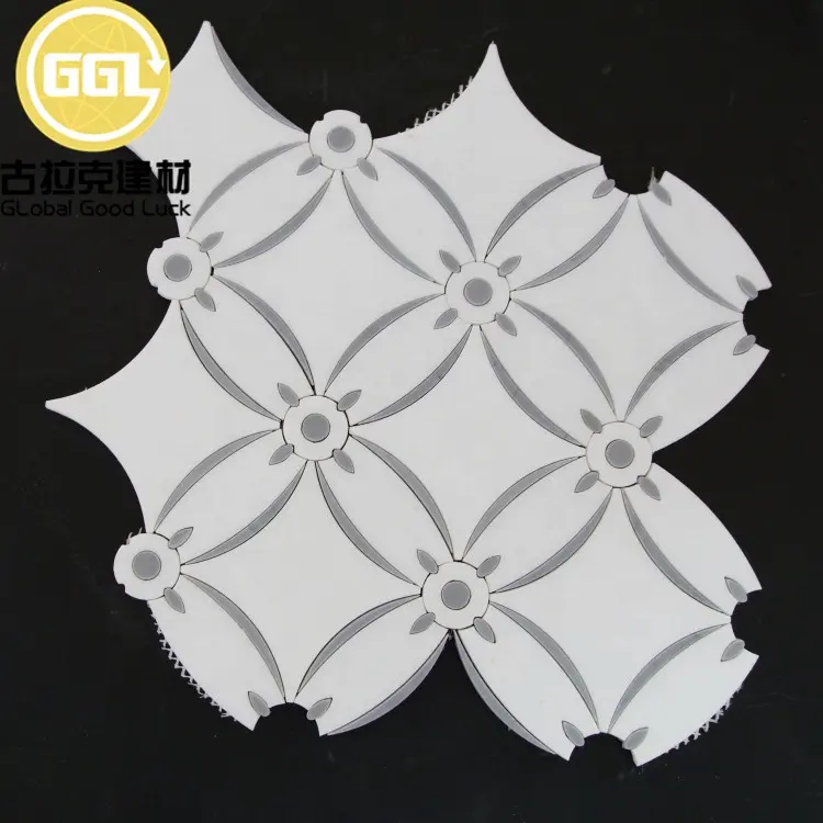 Cheap Wall Designs Waterjet parquet flooring Flower marble mosaic