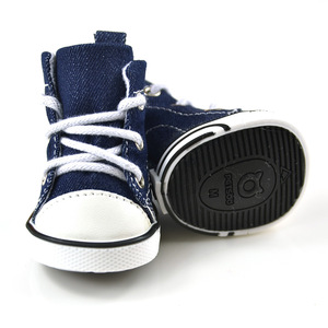 New Outdoor Non Slip Lace up Canvas Denim Blue Pet <strong>Dog</strong> <strong>Shoes</strong> - Product Image 3
