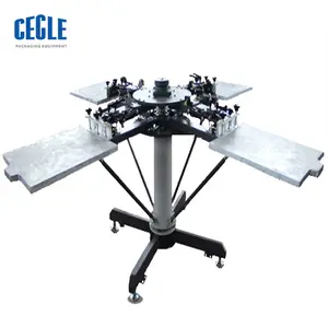 best manual 6 color 6 station rotary carousel multi color t shirt silk screen printing machine for small business