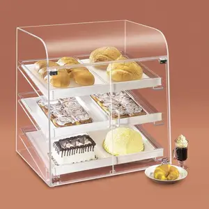 Transparent Acrylic Bakery Bread and Cakes Retail Display Showcase Acrylic Food Display Case