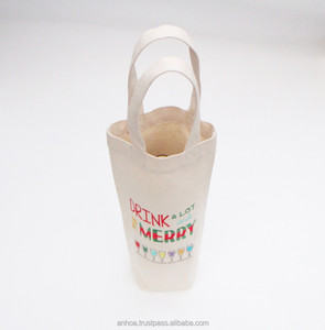 Regalos de navidad vino bolsa de lona de algodón vino bolsa - Product Image 1