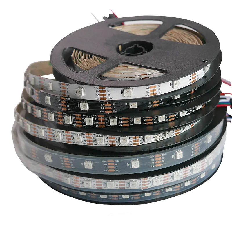 Setrip LED Dapat Disesuaikan, Setrip Led 30/60/144 Cahaya Piksel LED WS2813 DC5V RGB