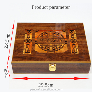 hueco logotipo personalizado té caja de regalo caja de embalaje bage con cerradura de almacenamiento de madera para la venta - Product Image 6
