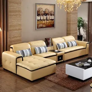 Modern funktionale Living Room leder Sectional Corner Sofa mit konsole YL5362C