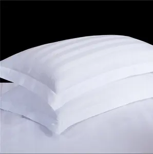 White CVC80/20 300TC 280cm satin stripe fabric for pillow covers