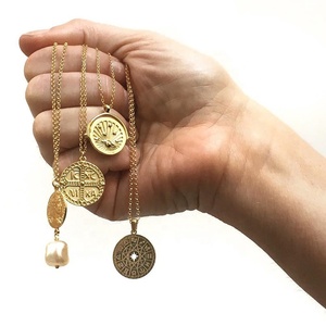 जेमनेल नवीनतम मेडेलियन सैटर्न ज्वेलरी 925 सिल्वर 18k सोने का सिक्का स्टार चार्म स्पिनर नेकलेस - Product Image 6