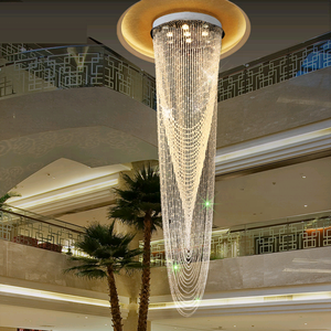 Lampu gantung kristal, lampu gantung tangga Stainless Steel untuk Hotel, tangga, lampu plafon, lampu gantung panjang, kristal - Product Image 4