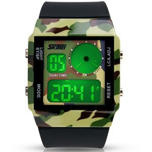 Army <strong>green</strong> led display dual <strong>time</strong> wristwatch led with high quality and short delivery <strong>time</strong> - Product Image 1