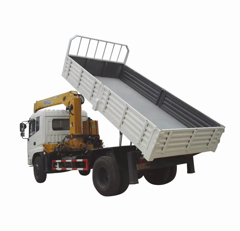 Dongfeng right hand drive dump truck with crane 6T truck mounted crane for sale