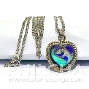 Collier pendentif Philcha Vintage Ocean's Mystique en alliage de zinc 20 mm avec pierre d'humeur changeante de couleur en forme de cœur et chaîne métallique de 18 pouces - Cadeau - Product Image 2